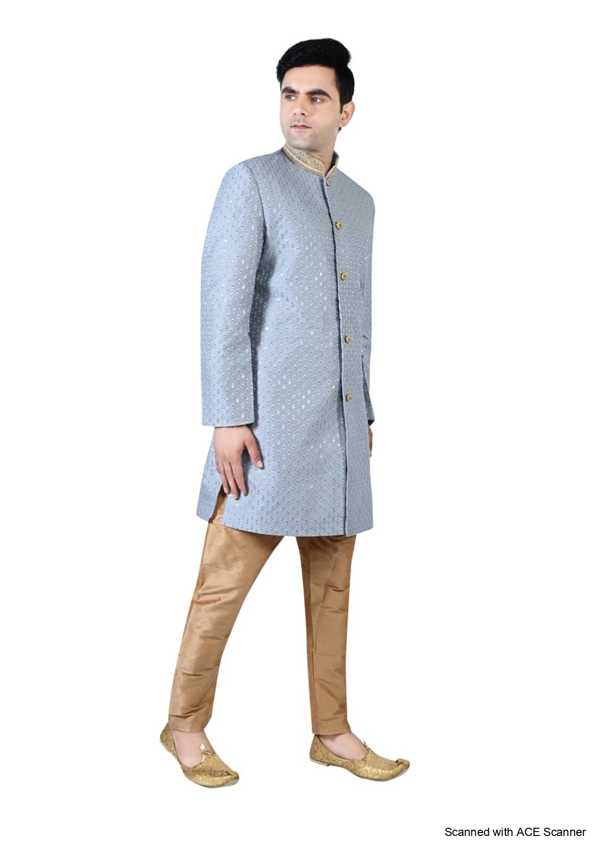 Men's Chikankari Embroidery With Sequence Indo Western Suit