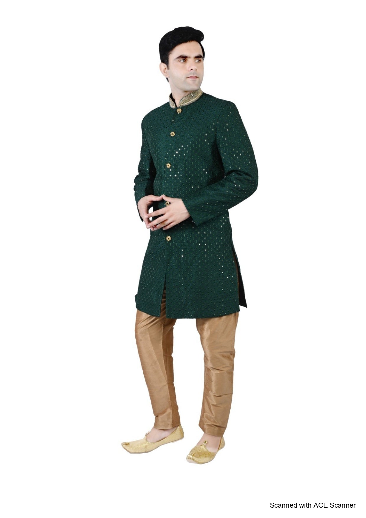 Men's Chikankari Embroidery With Sequence Indo Western Suit