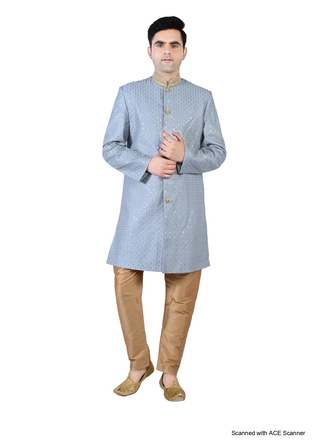 Men's Chikankari Embroidery With Sequence Indo Western Suit