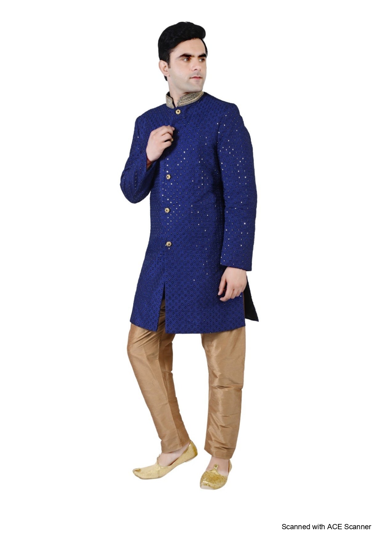 Men's Chikankari Embroidery With Sequence Indo Western Suit