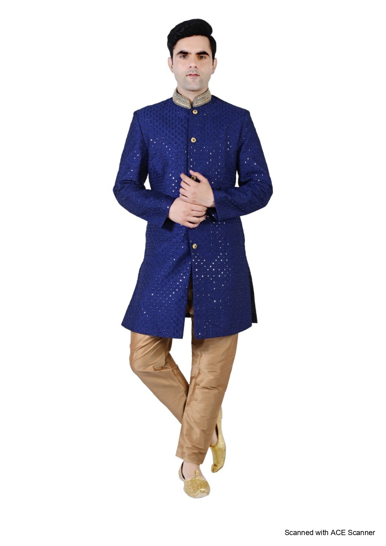 Men's Chikankari Embroidery With Sequence Indo Western Suit