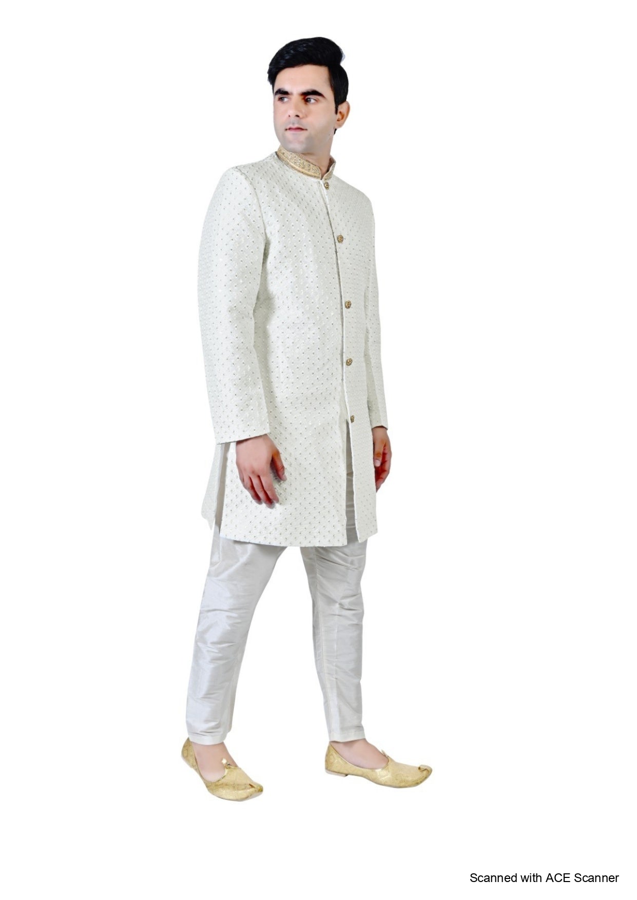Men's Chikankari Embroidery With Sequence Indo Western Suit