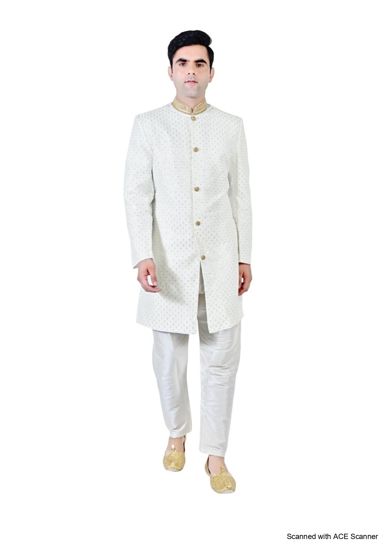 Men's Chikankari Embroidery With Sequence Indo Western Suit