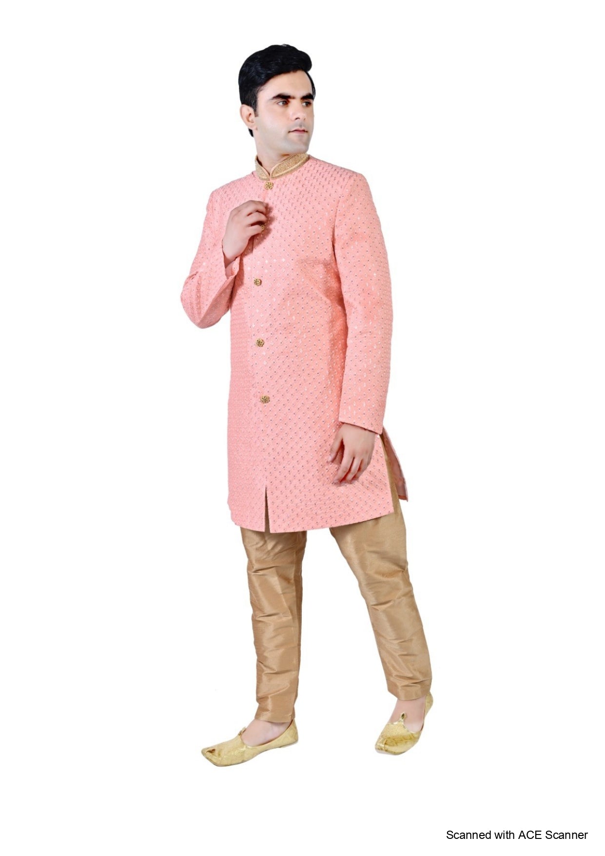 Men's Chikankari Embroidery With Sequence Indo Western Suit