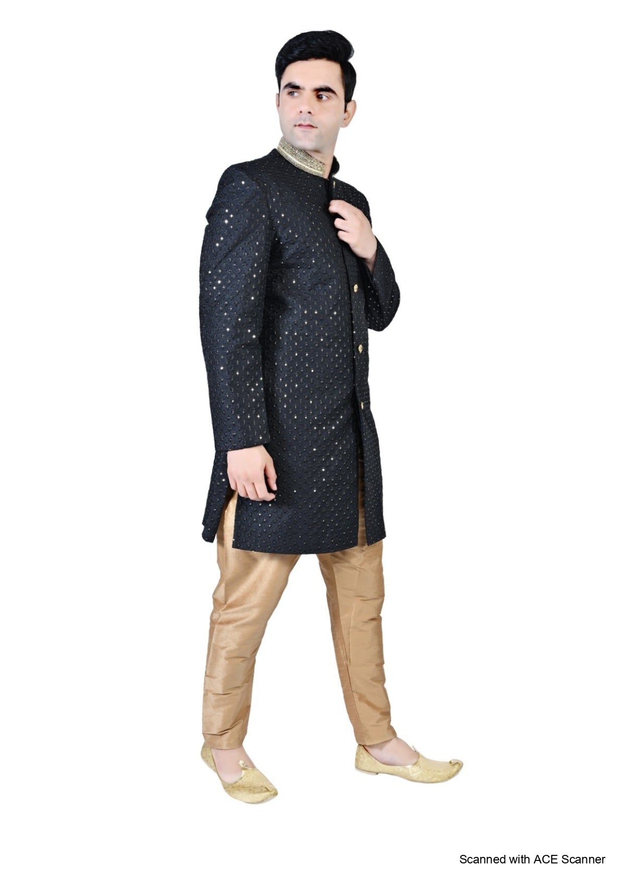Men's Chikankari Embroidery With Sequence Indo Western Suit