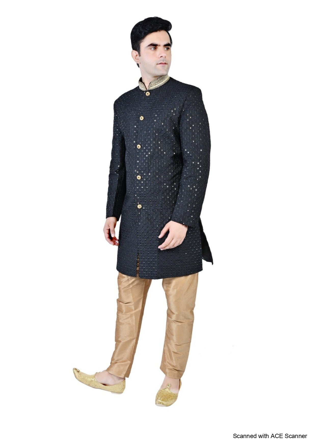 Men's Chikankari Embroidery With Sequence Indo Western Suit