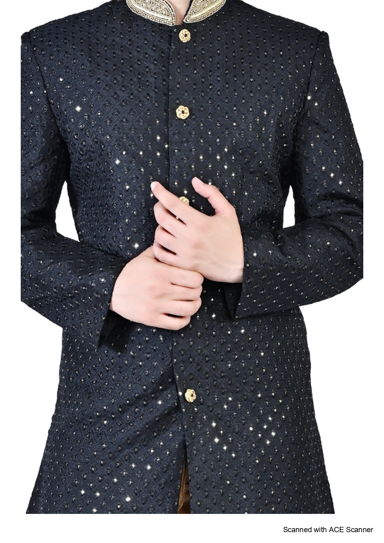 Men's Chikankari Embroidery With Sequence Indo Western Suit