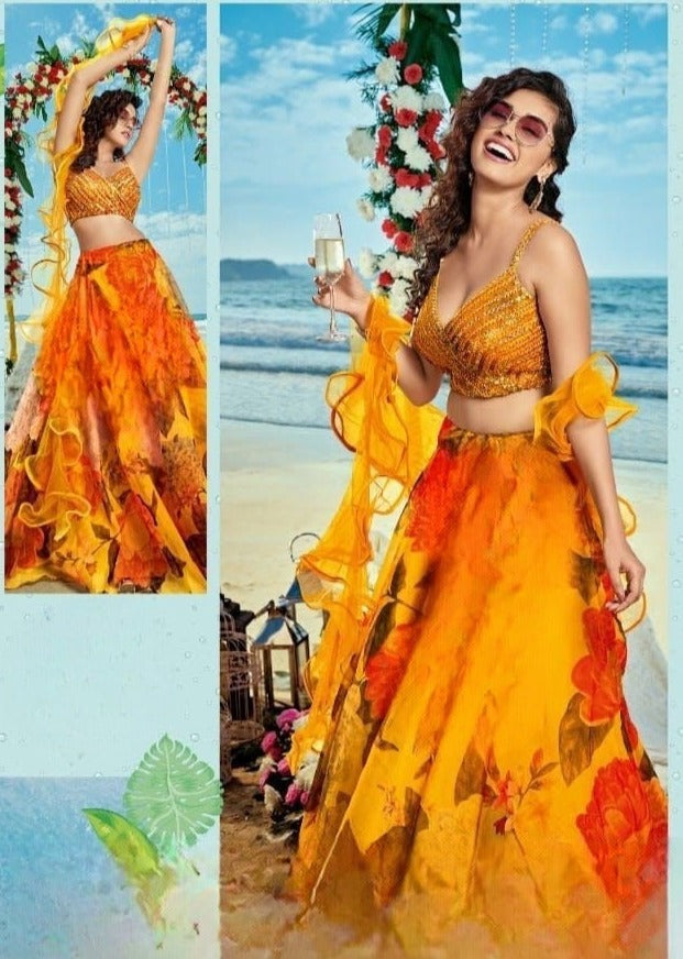 Tissue Readymade Lehenga Choli