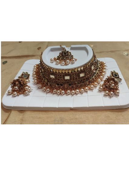 Gold With Mirror Work Necklace Set