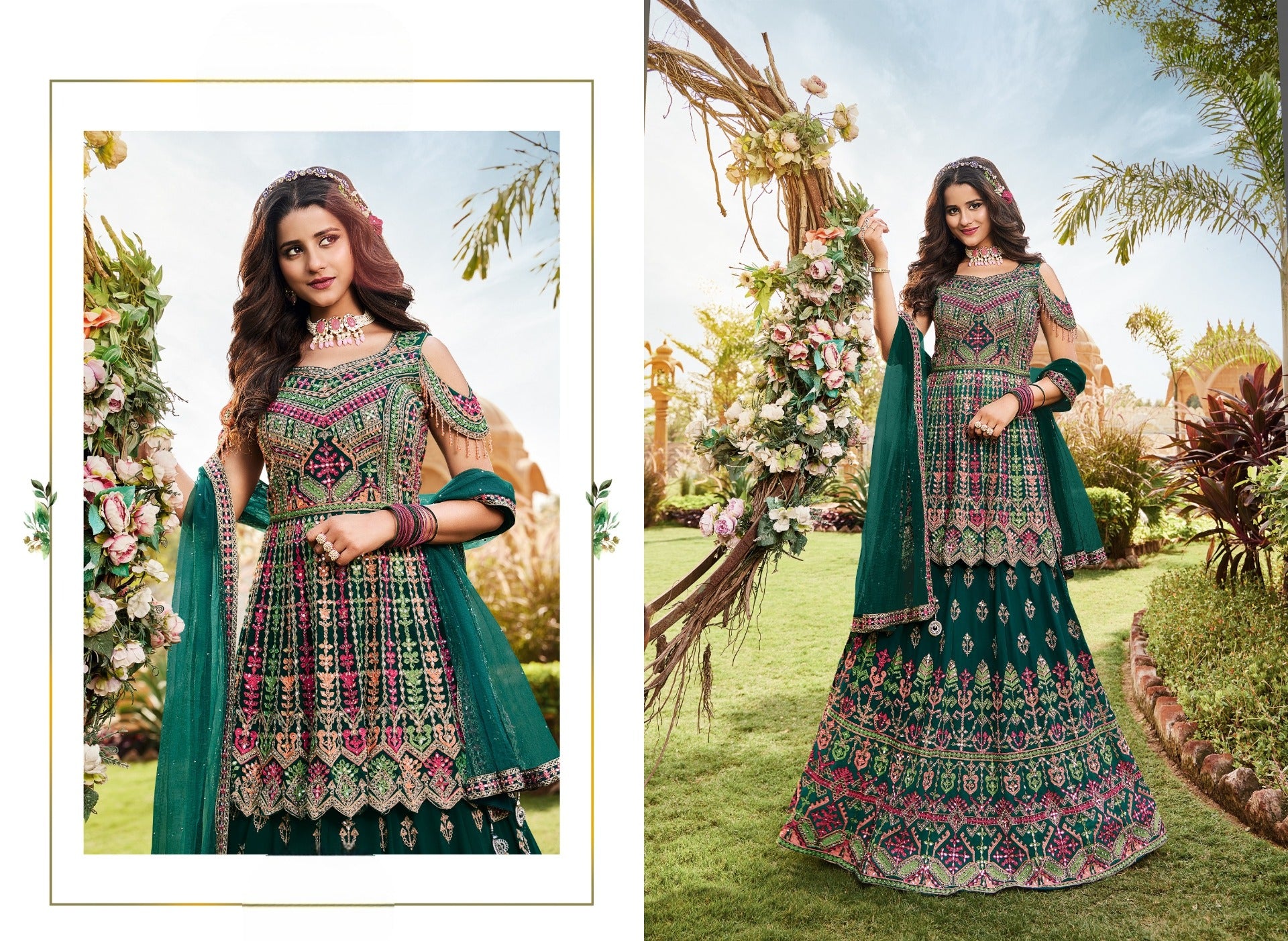 Cold Shoulder Readymade Lehenga Kameez