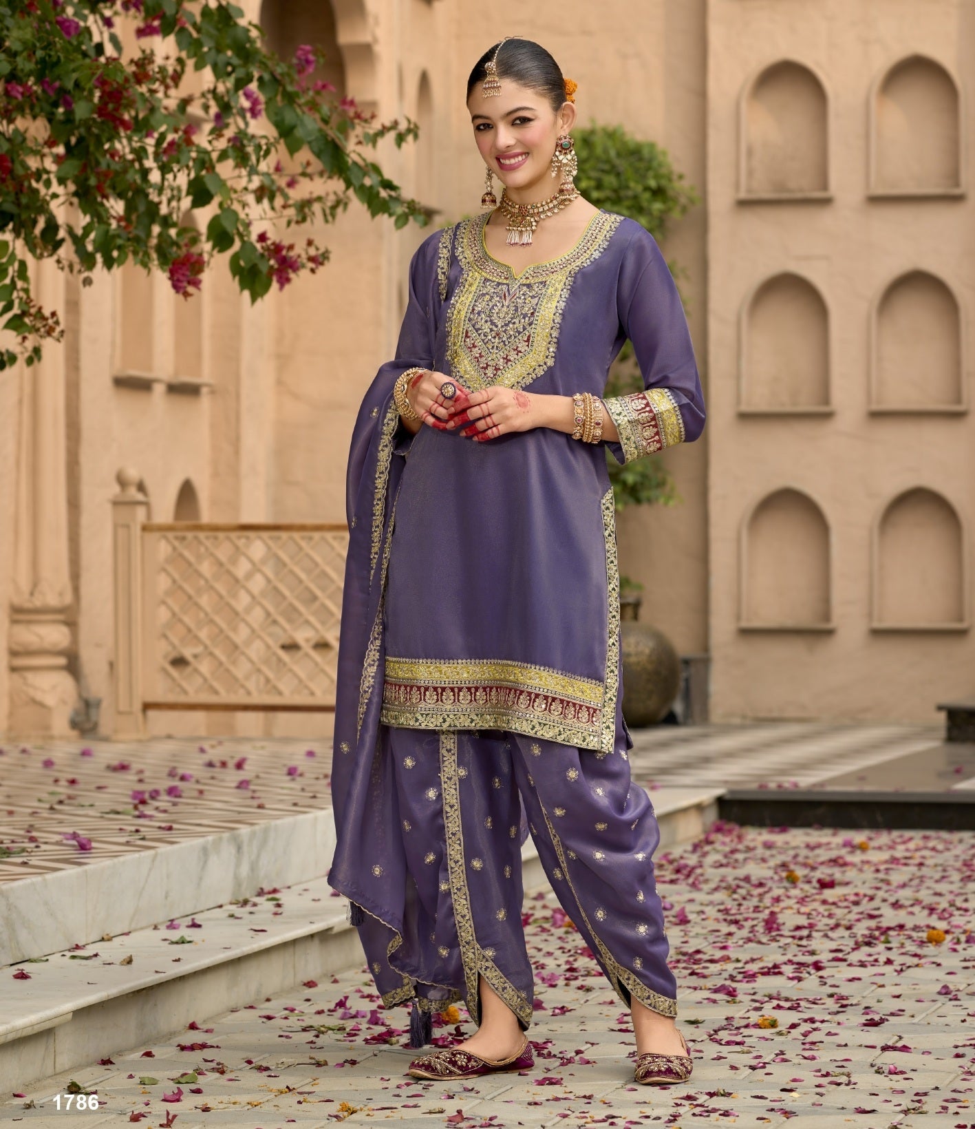 Embroidered Art Silk Punjabi Suit in Purple – Akarshannz